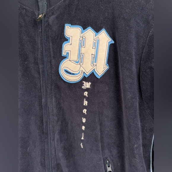 Tupac Malachi Rare Zip Up Velour Style Sweater S Y2K VTG Blue - Picture 3 of 12